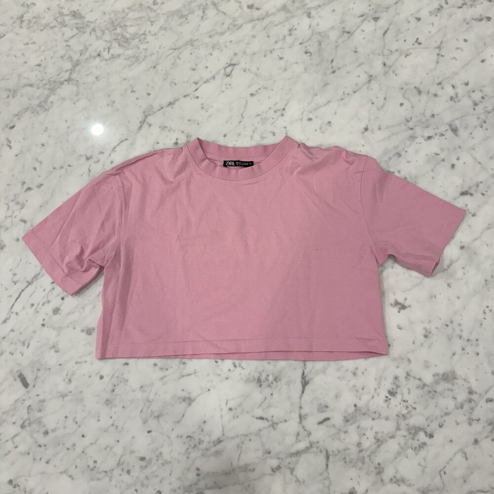 Zara Short Sleeve Crop Top - Size S